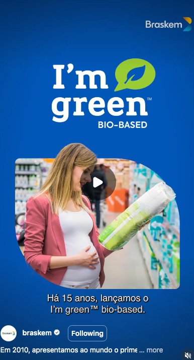O Primeiro Plástico feito a partir de Etanol de cana-de-açucar, com pegada de carbono negativa, produzido em escala industrial:I'm green  TM bio bas
